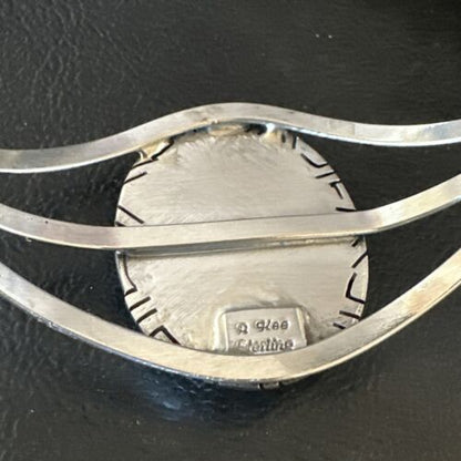 Navajo Blue Kingman Turquoise Cuff Bracelet | Sterling Silver | Authentic Native American Handmade | 16247