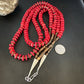 Navajo Red Coral Shell Bead Necklace | Sterling Silver | 30" | Authentic Native American Handmade | 15283