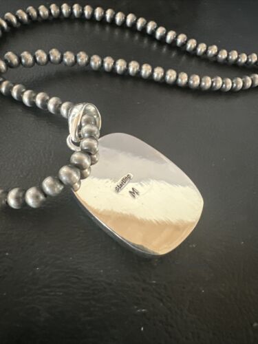 Navajo Blue Kingman Turquoise Pendant Necklace | Sterling Silver | 20" | Authentic Native American Handmade | 16695
