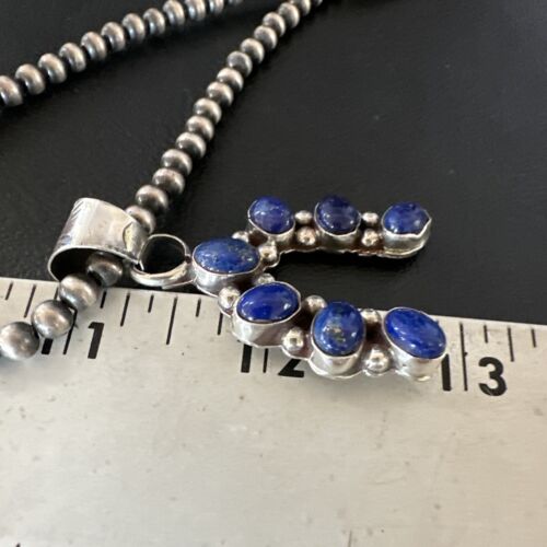 Navajo Horseshoe Naja Blue Lapis Pendant Necklace | Sterling Silver | Authentic Native American Handmade | 15753