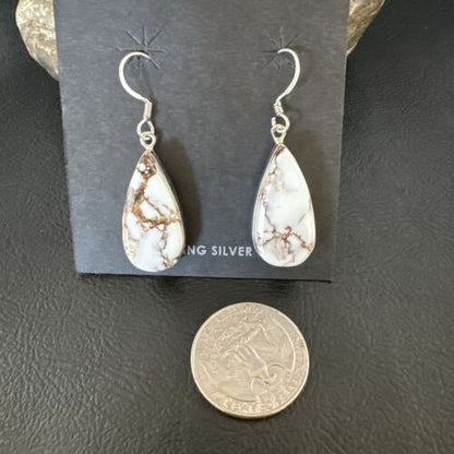 Navajo Wild Horse Turquoise Dangle Earrings | Sterling Silver | Authentic Native American Handmade | 15741