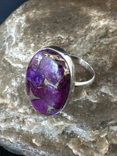 Navajo Purple Mojave Turquoise Ring | Sterling Silver | Sz 8 | Authentic Native American Handmade | 15604