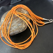 Navajo Orange Coral Tube Heishi Bead Necklace | 5 Strand | Sterling Silver | 20" | 16066