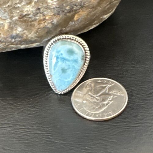 Navajo Blue Larimar Ring | Sterling Silver | Sz 10 | Authentic Native American Handmade | 16599