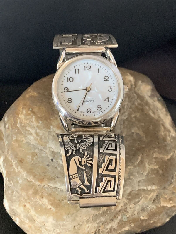Men's HOPI Native American Sterling Silver Watch Tips Kokopelli Bracelet | Authentic Native American Jewelry | 2093