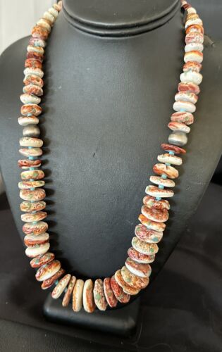 Navajo Blue Turquoise & Purple Spiny Oyster Bead Necklace | Sterling Silver | Authentic Native American | 23" | 17465