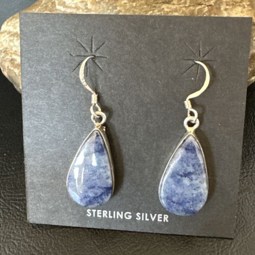 Blue Denim Lapis Dangle Earrings | Sterling Silver | 1" | 15807