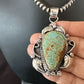 Navajo Blue Turquoise #8 Pendant | Sterling Silver Necklace with Pearls | Authentic Native American Handmade | 15901