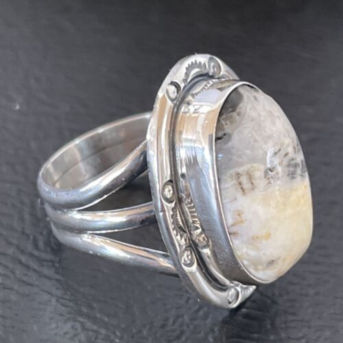 Navajo White Buffalo Turquoise Ring | Sterling Silver | Sz 6 | Authentic Native American Handmade | 10596
