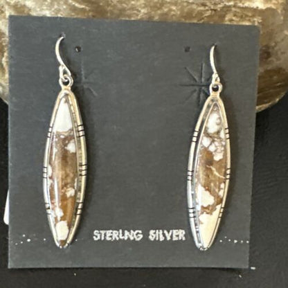 Native American Navajo Wild Horse Turquoise Earrings | Sterling Silver | 1377