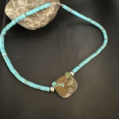 Navajo SpiderWeb Turquoise Heishi Pearls Necklace | Sterling Silver | 20" | 17088