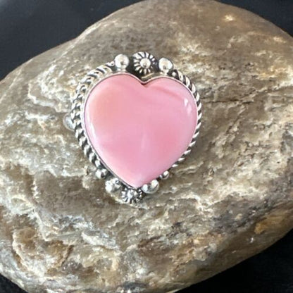 Navajo Pink Conch Heart Ring | Handmade | Sz 9 | 16041