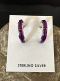Navajo Purple Sugilite Inlay Earrings | Sterling Silver | 0.25" | 16745