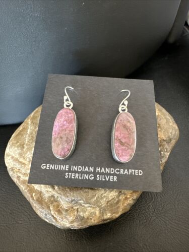 Purple Mojave Turquoise Dangle Earrings | Sterling Silver | Authentic Native American Handmade | 15785