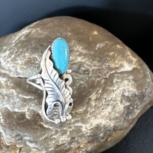 Navajo Blue Turquoise Ring | Sterling Silver | Sz 5.5 | Authentic Native American Handmade | 15404