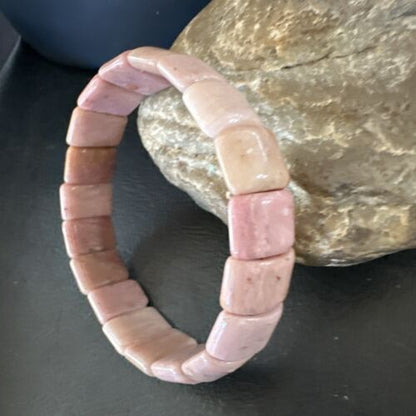 Navajo Pink Rhodochrosite Stretch Bracelet | Authentic Native American Handmade | 16977