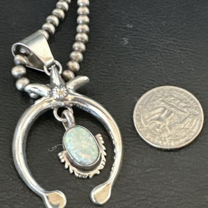 Navajo Opal Naja Pendant Necklace | Sterling Silver | 20" | Authentic Native American Handmade | 17661
