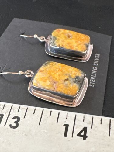 Navajo Bumblebee Jasper Earrings | Sterling Silver | Authentic Native American Handmade | 15839