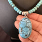 Men's Blue Spiderweb Turquoise Pendant Necklace | Navajo Sterling Silver | Authentic Native American Handmade | 16651