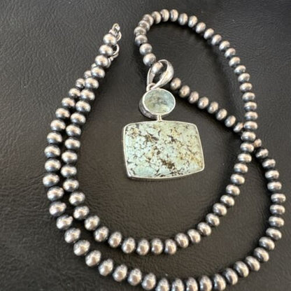 Navajo Women's Dry Creek Turquoise Topaz Pendant Necklace | Sterling Silver | 16312