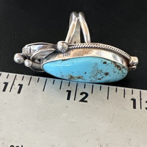 Navajo Blue Kingman Turquoise Ring | Sterling Silver | Sz 8.5 | Authentic Native American Handmade | 15663