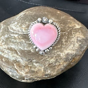 Navajo Pink Conch Heart Ring | Handmade | Sz 10 | Authentic Native American | 16042