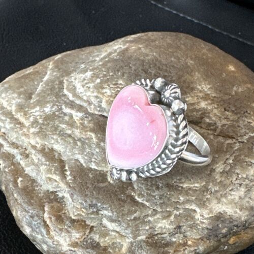 Navajo Pink Conch Heart Ring | Handmade | Sz 10 | Authentic Native American | 16042