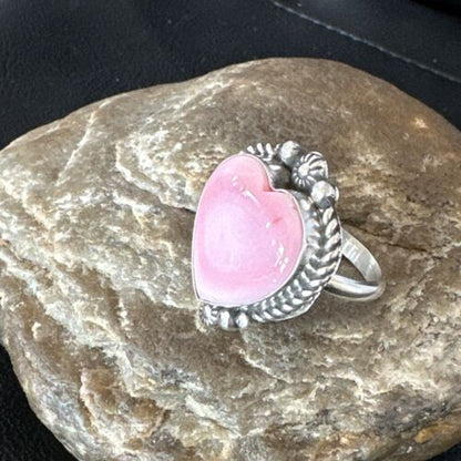 Navajo Pink Conch Heart Ring | Handmade | Sz 10 | Authentic Native American | 16042