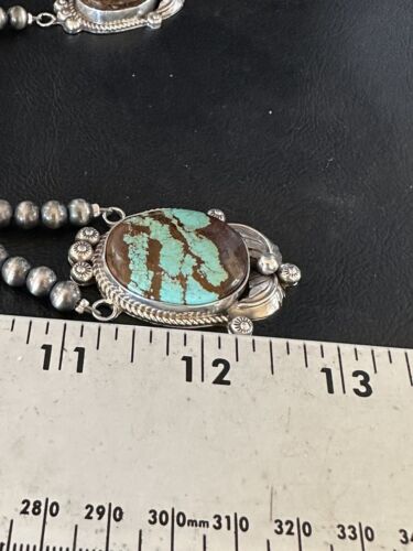 Navajo Blue #8 Turquoise Pendant Necklace | Sterling Silver | Authentic Native American Handmade | 15250