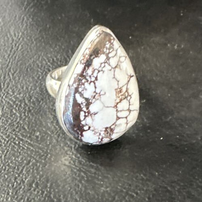 Navajo Wild Horse Turquoise Ring | Sterling Silver | Sz 7 Adjustable | Authentic Native American Handmade | 15548 - Masha USA