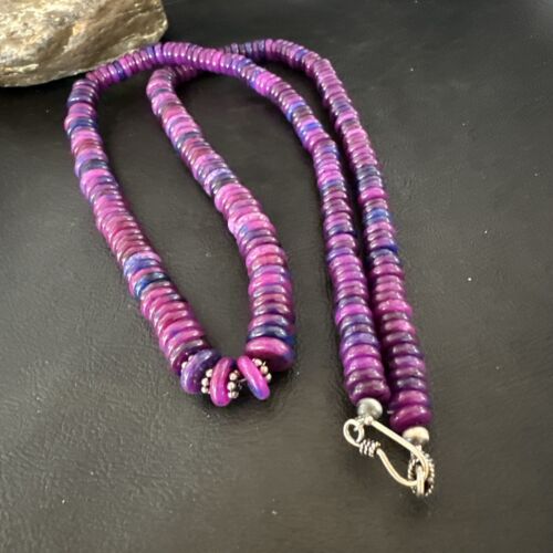 Navajo Pearls Purple Sugilite Pendant Necklace | Sterling Silver Beads | 29" | Authentic Native American Handmade | 16947