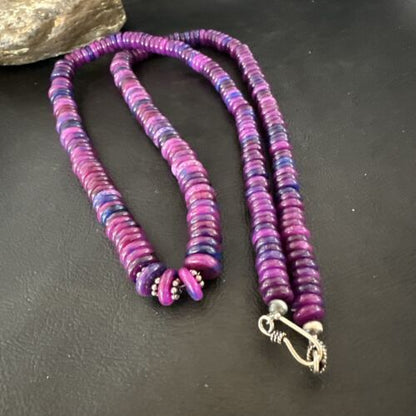 Navajo Pearls Purple Sugilite Pendant Necklace | Sterling Silver Beads | 29" | Authentic Native American Handmade | 16947