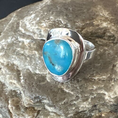 Navajo Blue Kingman Turquoise Ring | Sterling Silver | Sz 7 | Authentic Native American Handmade | 16592