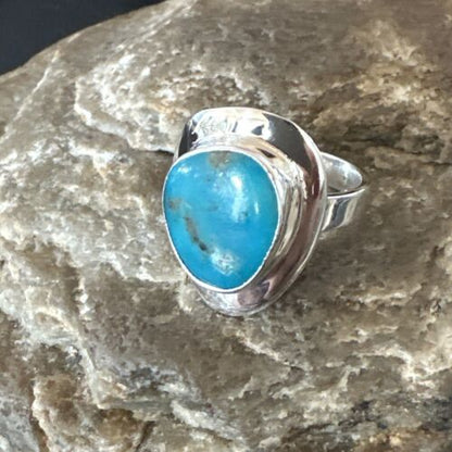 Navajo Blue Kingman Turquoise Ring | Sterling Silver | Sz 7 | Authentic Native American Handmade | 16592