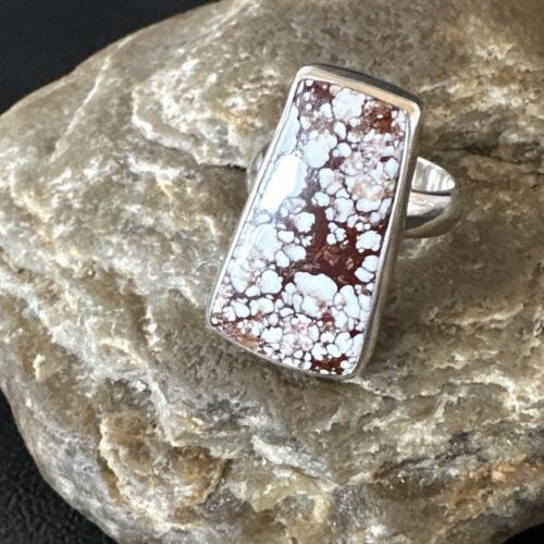 Men's & Women's Wild Horse Turquoise Navajo Ring | Sterling Silver | Sz 7 | Authentic Native American Handmade | 17350