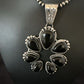Navajo Men's Black Onyx Naja Pendant Necklace | Sterling Silver Pearls | Authentic Native American Handmade | 16808