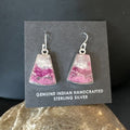 Purple Mojave Turquoise Dangle Earrings | Sterling Silver | Authentic Native American Handmade | 15782