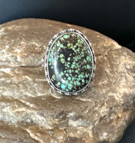 Navajo Spiderweb Blue Turquoise Ring | Sterling Silver | Sz 6 | Authentic Native American Handmade | 16892