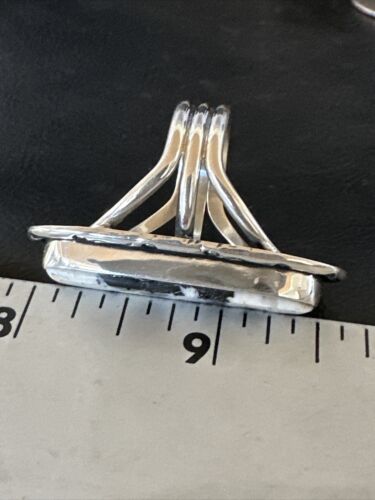 White Buffalo Turquoise Navajo Ring | Sterling Silver | Sz 9 | Authentic Native American Handmade | 16387