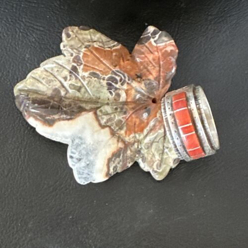 Navajo Coral Inlay Ring | Sterling Silver | Sz 11 | Authentic Native American Handmade | 15912