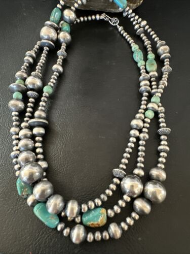 Navajo Pearls Royston Turquoise Necklace | Sterling Silver | Mixed Beads | 48" | 15990