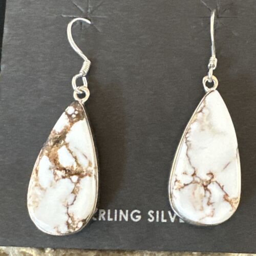 Navajo Wild Horse Turquoise Dangle Earrings | Sterling Silver | Authentic Native American Handmade | 15741
