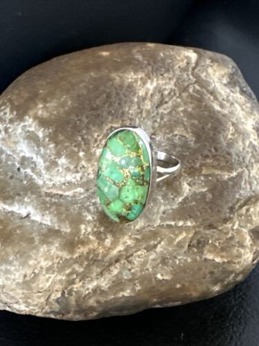 Navajo Green Mojave Turquoise Ring | Sterling Silver | Sz 6 | Authentic Native American Handmade | 15599