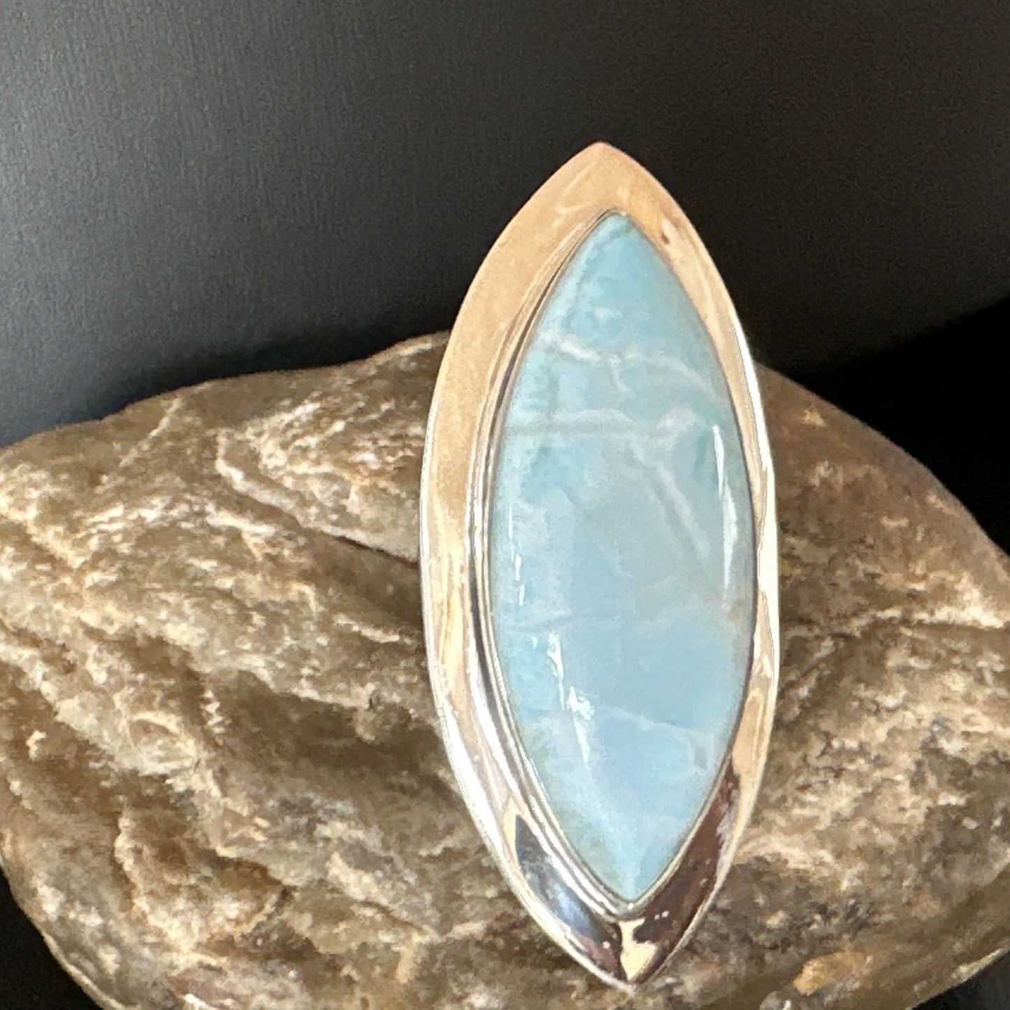 Navajo Blue Larimar Ring | Sterling Silver | Sz 10 | Authentic Native American Handmade | 16009