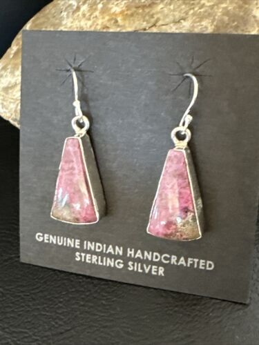 Purple Mojave Turquoise Dangle Earrings | Sterling Silver | Authentic Native American Handmade | 15788