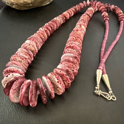 Purple Spiny Oyster Navajo Pearls Sterling Silver Necklace | Authentic Native American | 30" | 16814