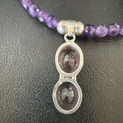 Southwestern Navajo Amethyst Pendant | Sterling Silver Pearls Necklace | 19" | 17502 - Masha USA