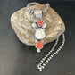 Navajo White Buffalo Coral Necklace | Sterling Silver | Native American Handmade | 15450