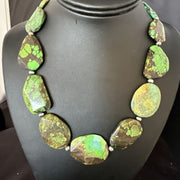 Navajo Green Turquoise Chunky Necklace | Sterling Silver | 19" | Authentic Native American Handmade | 15427