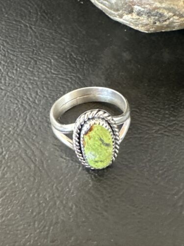 Navajo Green Gaspeite Ring | Sterling Silver | Sz 8 | Authentic Native American Handmade | 16399